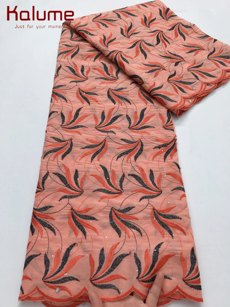 

Kalume African Swiss Voile Lace Fabric 2025 High Quality Nigerian Cotton Lace Fabric for Wedding Dress Sewing 5yards F4265