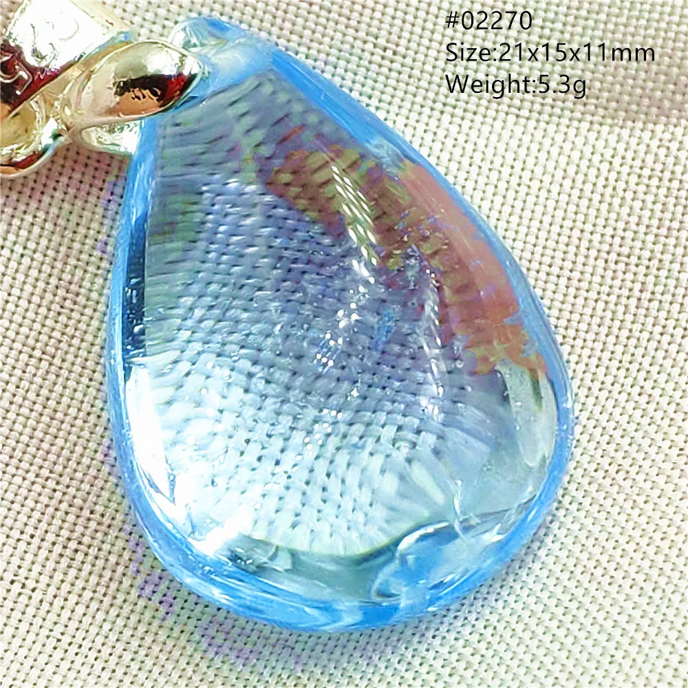 Top Natural Blue Topaz Quartz Crystal Pendant Necklace Rare Women Men Topaz Oval Bead Fashion Gemstone Pendant Jewelry AAAAA