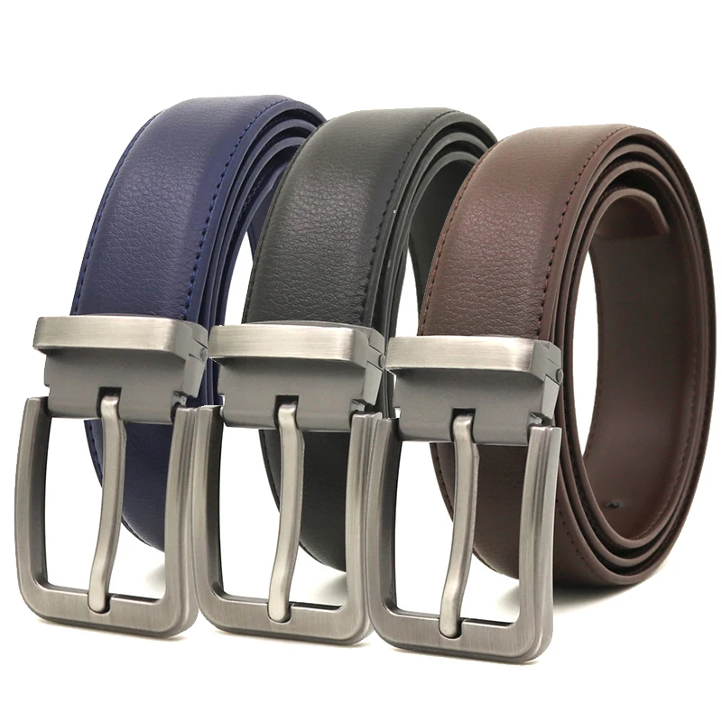 Leather Belt for Men's Blue Black Coffee New Fashion Metal  Pin Buckle Jeans Cowskin Casual Belts Business Waistband