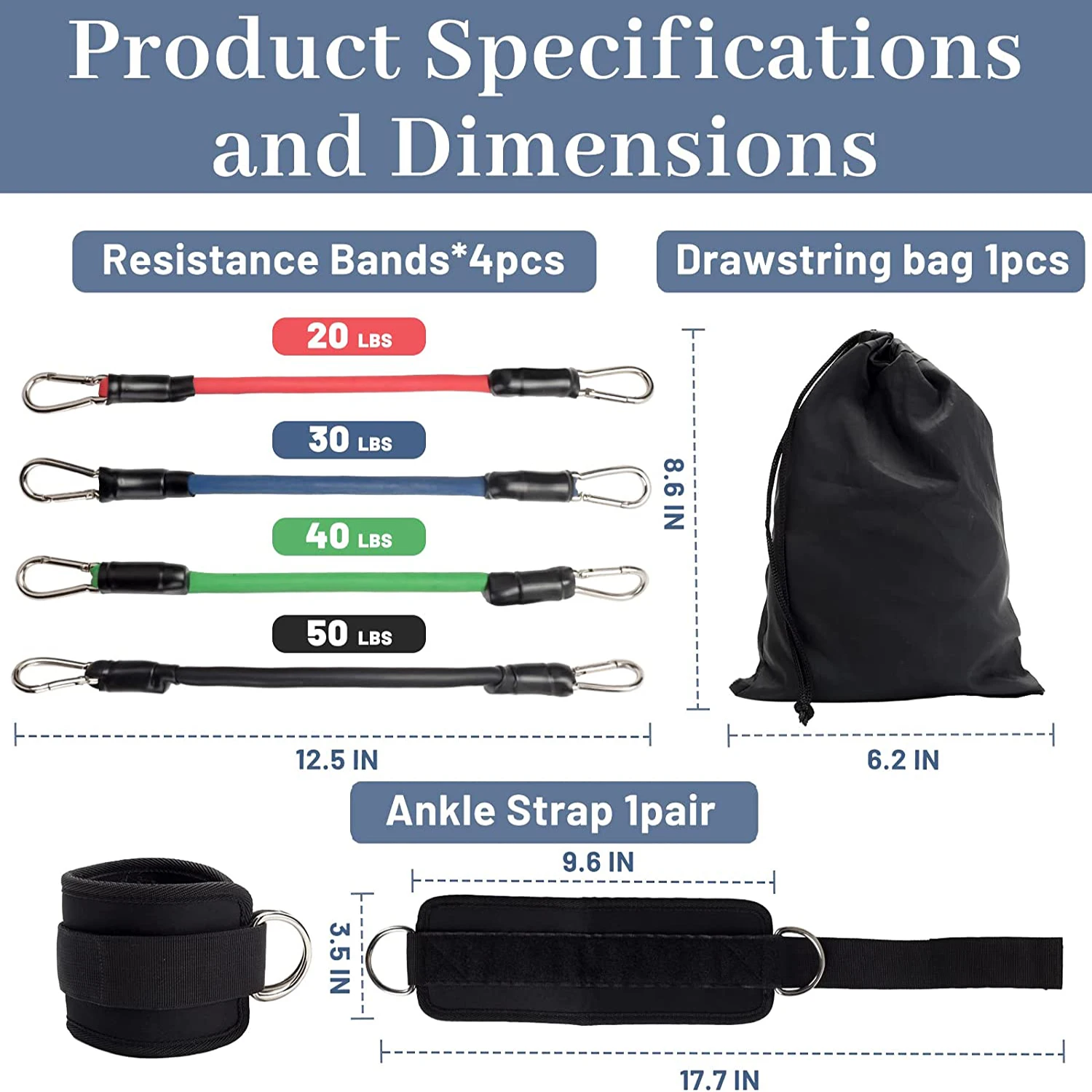 Elastic Resistance Band Suit, Ankle Straps, Gym Equipment, Home Legs Fitness, Workout Sport Equipment, High Quality, 7Pcs