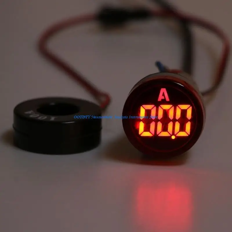 

367D 22mm Round for Head LED Current Tester 0~100A Ammeter Monitor Ampere Meter Durab