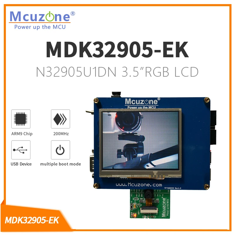 

MDK32905-EK_T35-OV7725, N32905U1DN NUVOTON with 0.3Mpix image sensor, USB, LCDC, JPEG codec, UCOS,3.5" 320240TFT LCD with TP