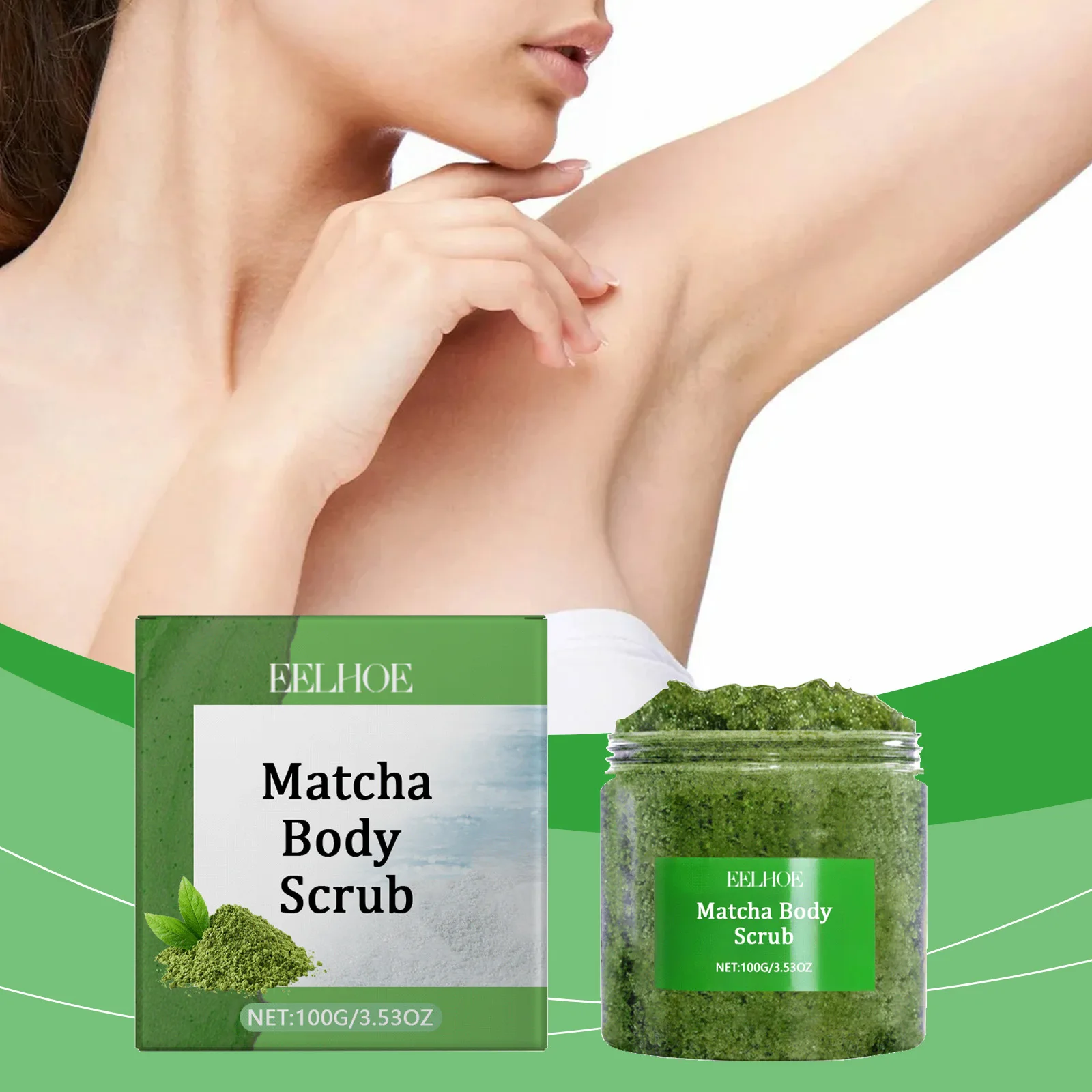 

EELHOE Matcha Sea Salt Scrub Body Cleansing Nourishing and Moisturizing Skin Hydrating Exfoliating Scrub Deep Clean Pores