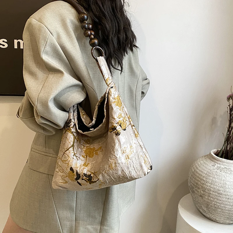 LEFTSIDE 2024 Chinese Style Woman Shoulder Bag Fashion Underarm Bag Lady Travel Shopper Shopping Retro Handbags and Purses