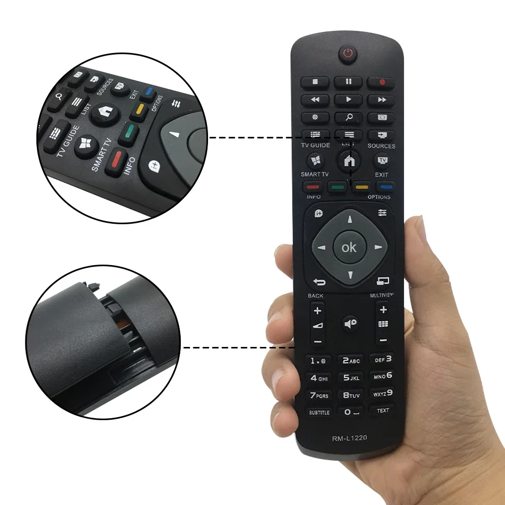 Replacement for Brand New RM-L1220 Smart Remote Multifunction TV Remote Control for Philips LCD LED HDTVs