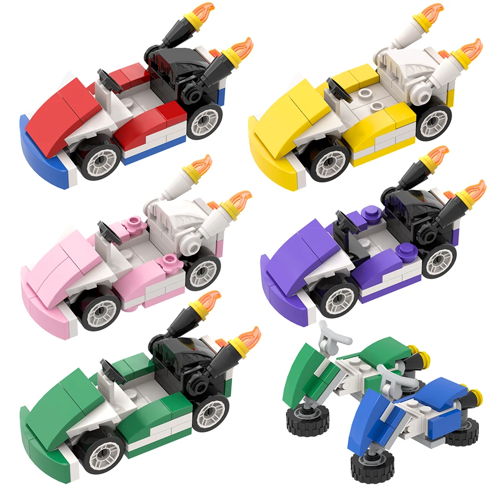 MOOXI Game Racing Car Karting Set Moc Brick Model Compatible Action Figures Building Blocks Kids Toys For Children Birthday Gift