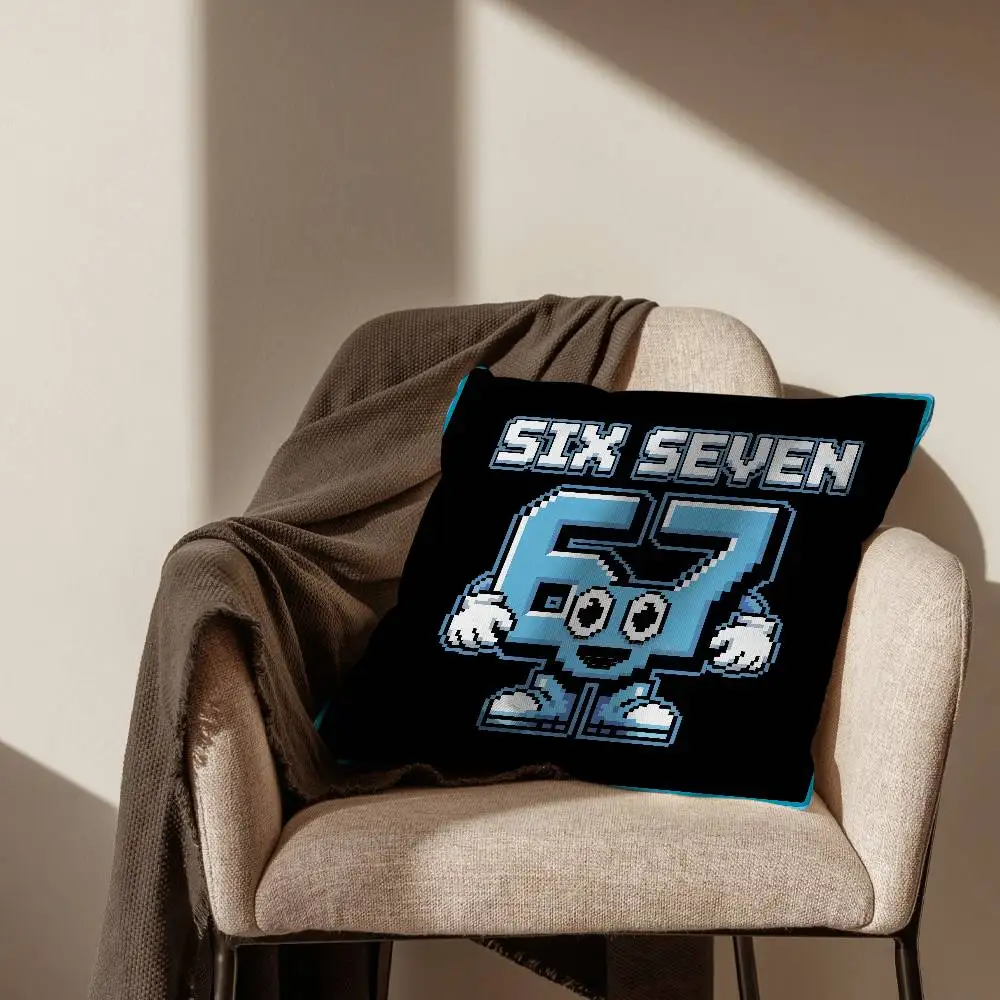 

Funny Bruh 6 7 Six Seven Square Pillow Case Bedroom Sofa Leisure Comfort Cushion Cover Living Room Home Decoration