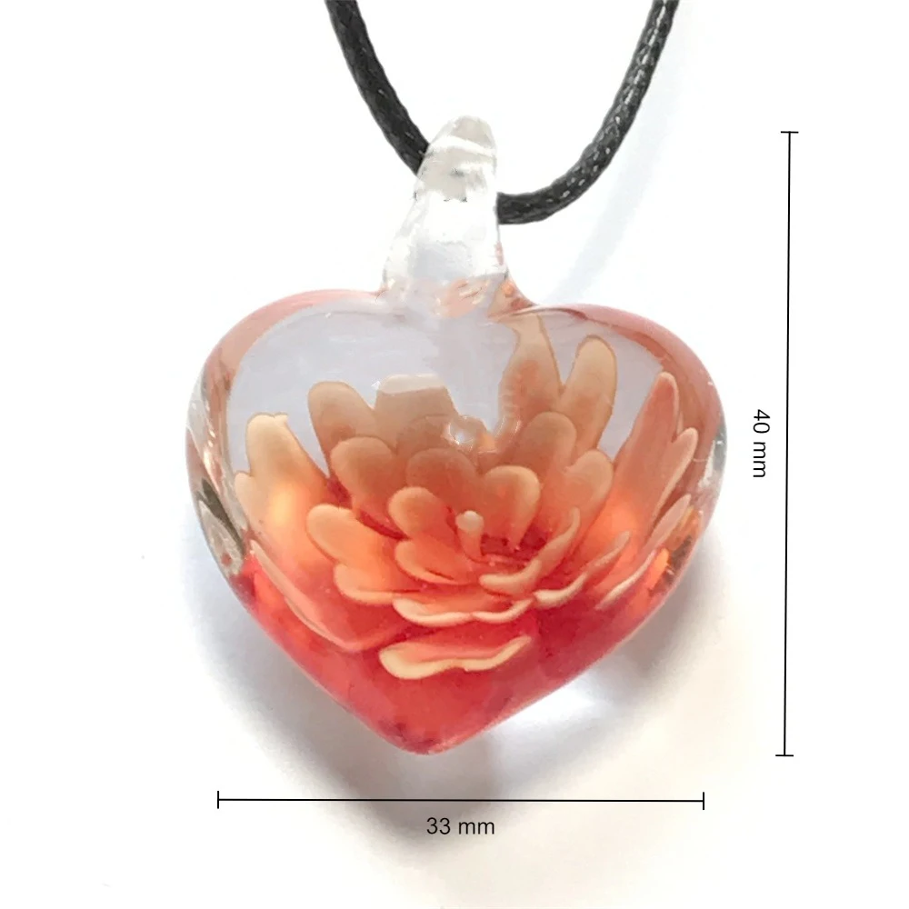 Unique New Handmade Murano Lampwork Glass Multiple Styles Transparent Embedded Flower Pendant Fit Necklace  Jewelry Gift