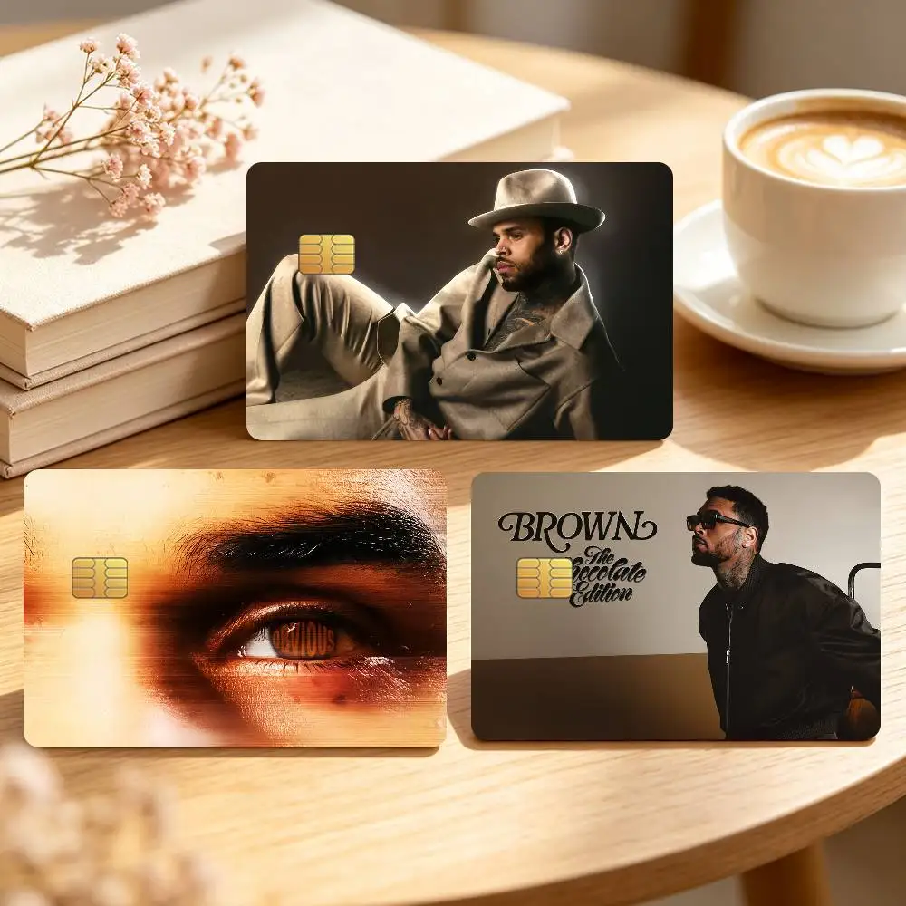 Singer C-Chris Brown Brow Credit Card Sticker Waterproof Anti-Scratch 4PCS Bank Debit Traffic Cover Decoration