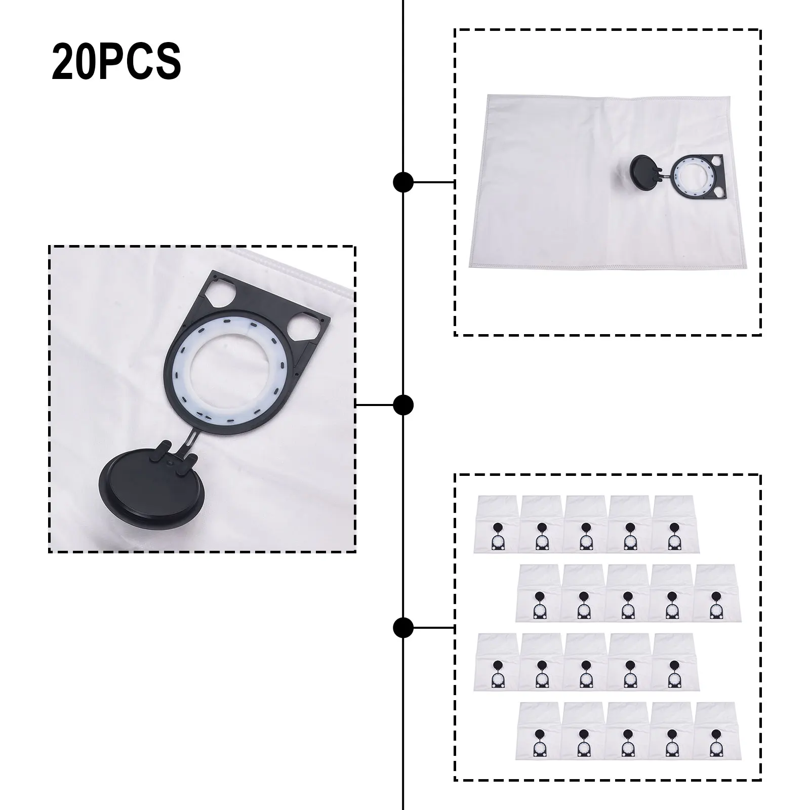 Enhance Cleaning Efficiency with 20 pieces Dust Bags for Bosch GAS 35 L SFC+  GAS 35 M AFC Robot Vacuum  Easy to Install and Use