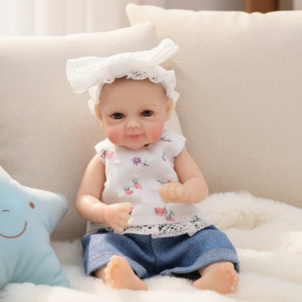 Cloveray 8 polegada mini corpo inteiro silicone realista reborn bebê boneca super macio sólido silicone boneca de alta qualidade original presente do miúdo