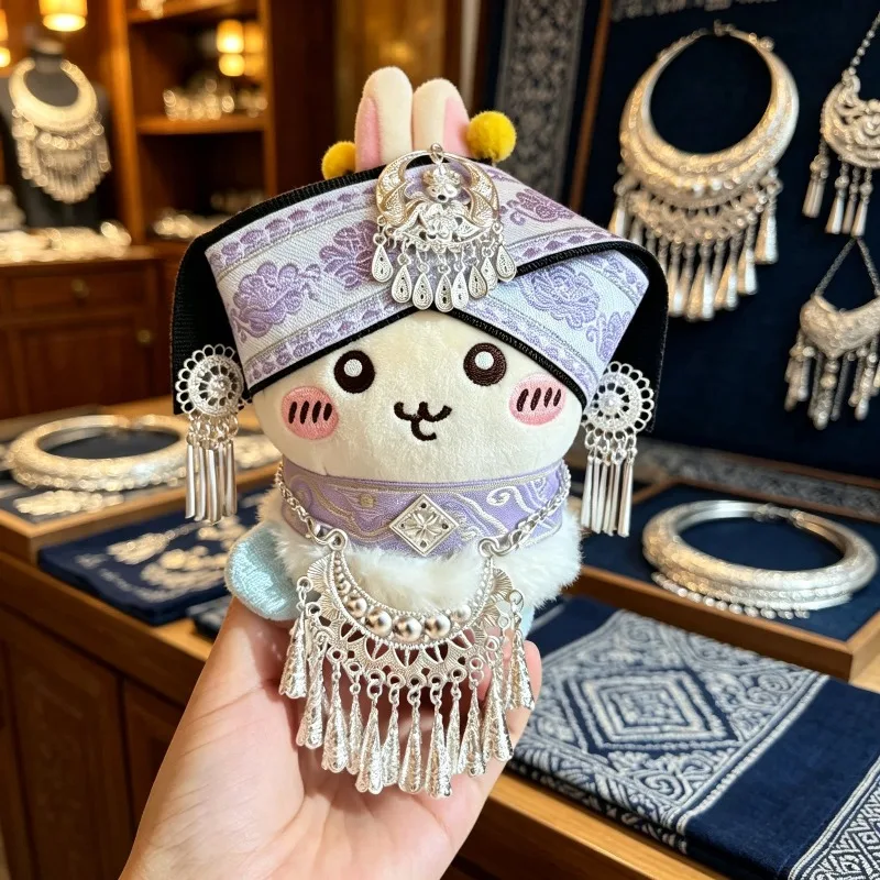 Authentic Chiikawa Plush Doll Pendant Cute Miao Ethnic Series Doll Cartoon Usaqi Little Eight Soft Cute Backpack Pendant