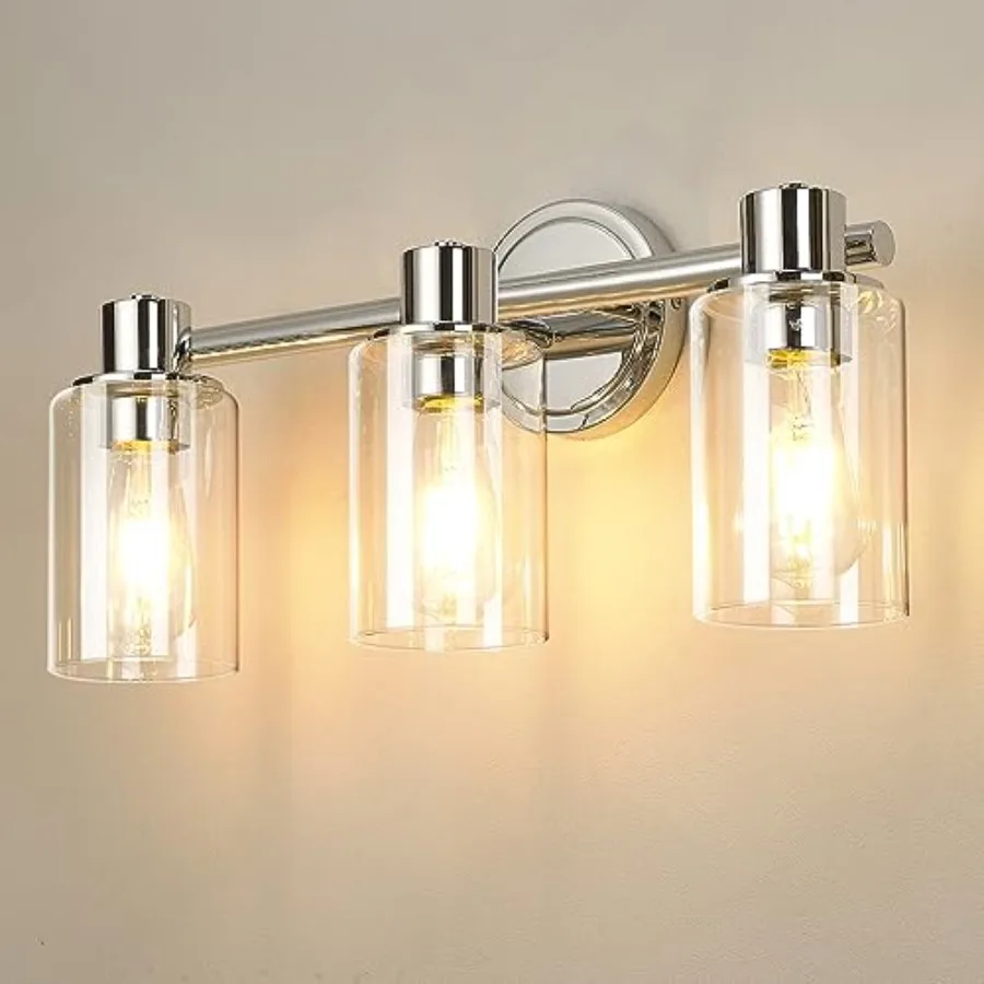 

Light Bathroom Wall Light Fixtures Bathroom Wall Sconce with Clear Glass Over Mirror Vanity E6 Base