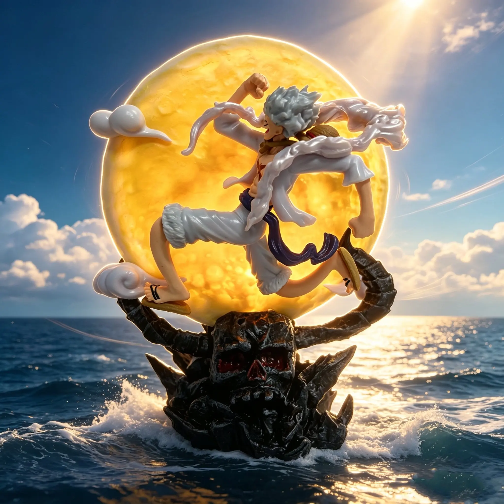 12cm One Piece Anime Figure Moon Fairy Nika Monkey D Luffy Gear 5 With Moon Light Action Figure Statue Model Collection Toys