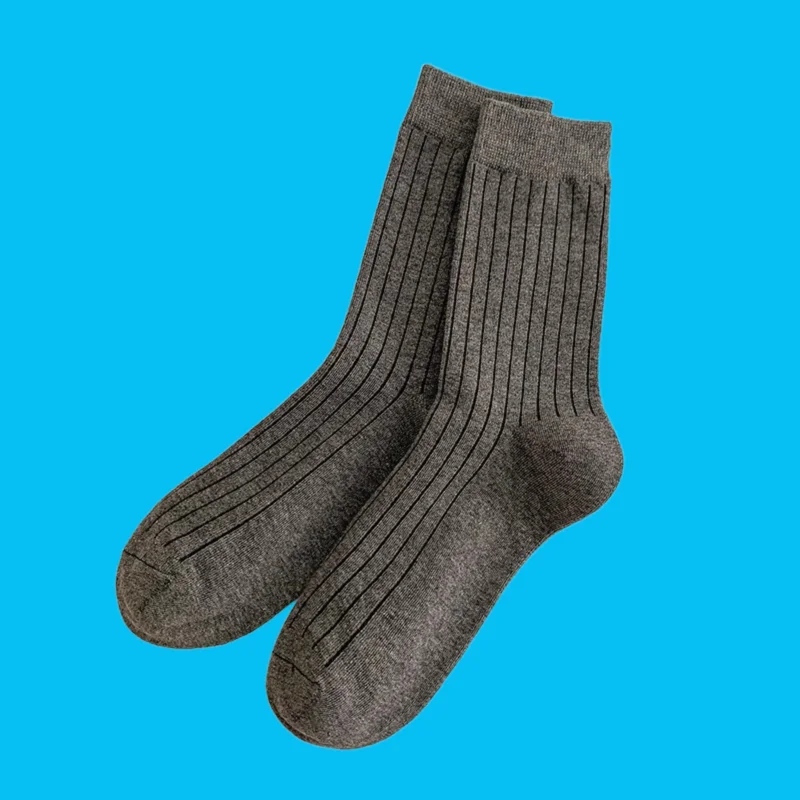 Calcetines desodorantes de tubo medio para hombre, medias de algodón absorbentes del sudor, rayas verticales, Color sólido, primavera y otoño, 5/10 pares