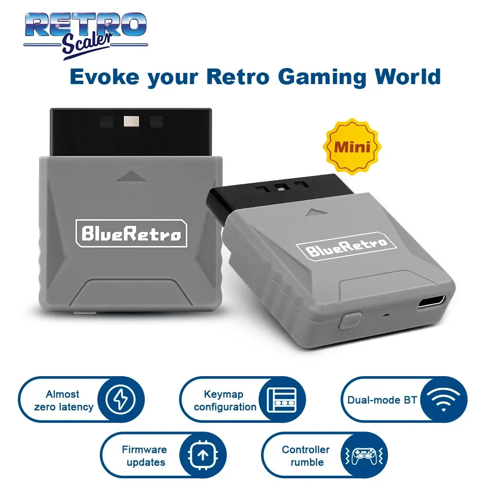 PS1 PS One PS2 용 RetroScaler 미니 Blueretro 수신기 어댑터 8bitdo PS4 PS5 Xbox 시리즈 X 무선 컨트롤러와 호환 가능