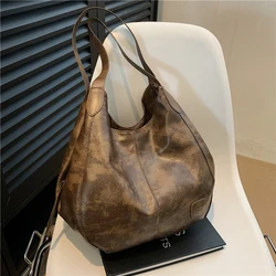 Vintage Women's Bag PU Leather Large Capacity Marble Grain Shoulder Bag Daily Commuter Handbag Shopping Totes