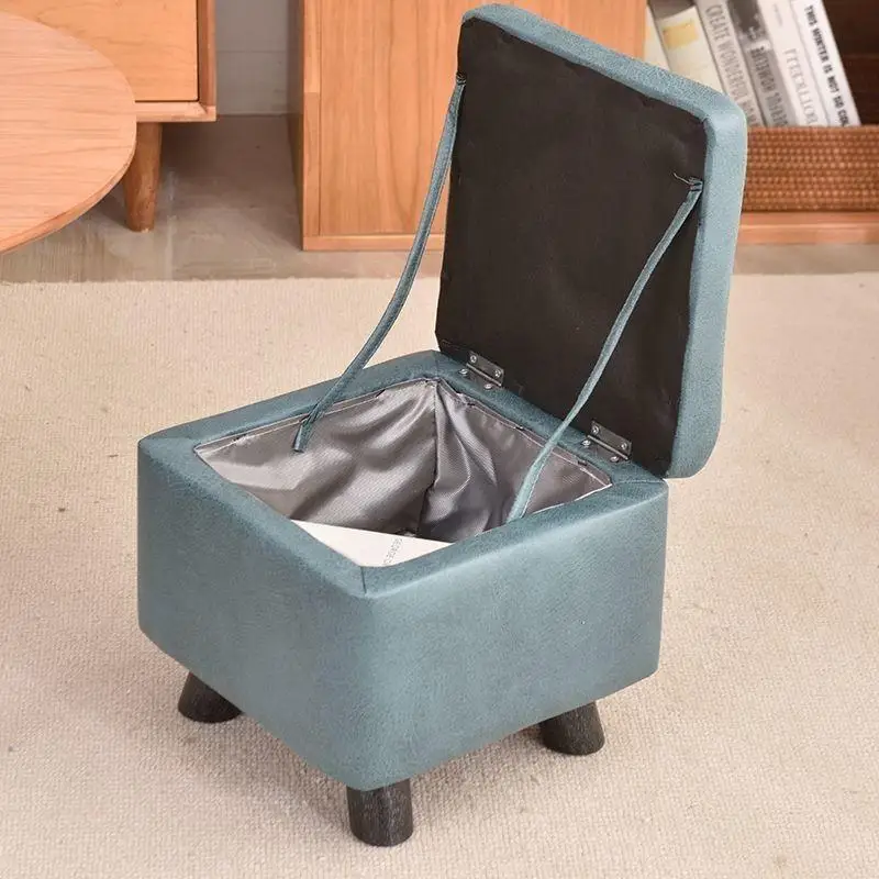 Small stool, living room storage solid wood   , foot pedal, shoe changing low   technology cloth