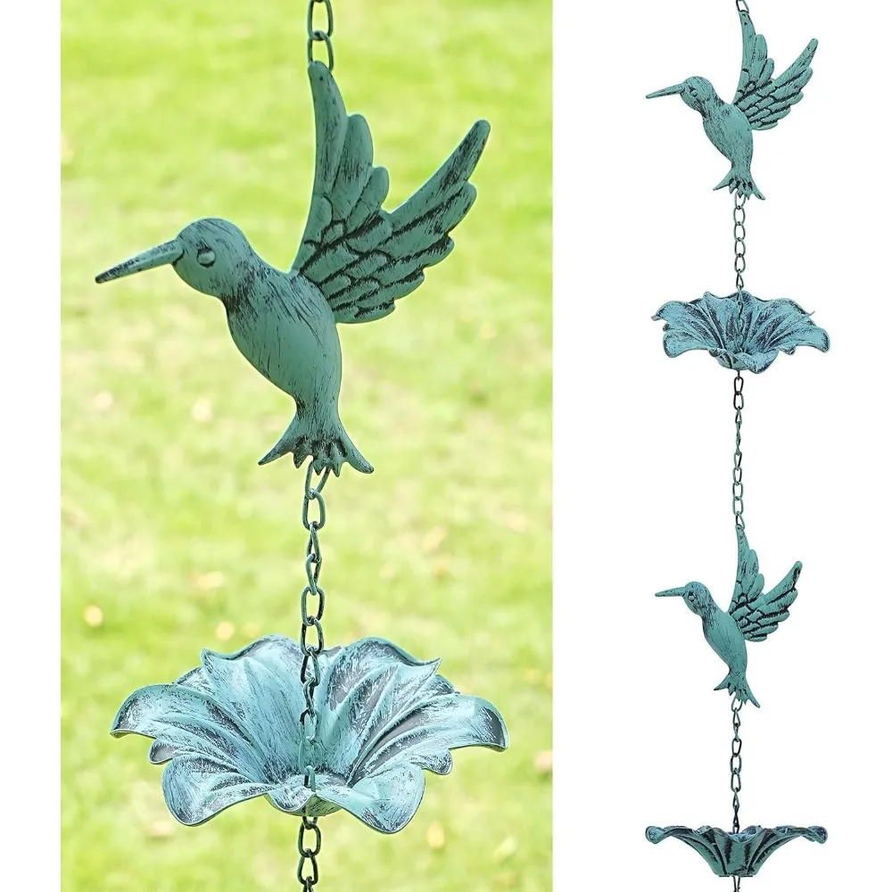 

Hummingbird Rain Chain, Outdoor Rainwater Collection Chain, Garden Courtyard Decoration, 8.5 Feet