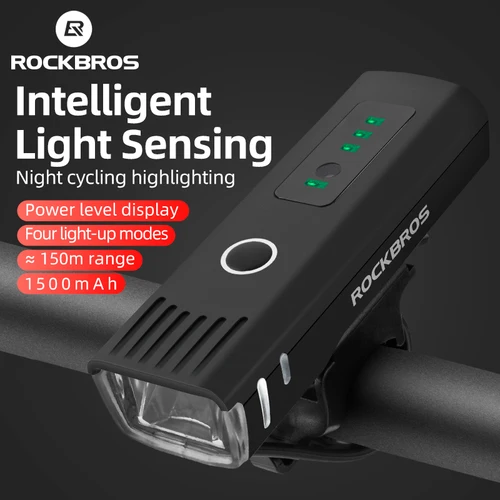ROCKBROS Luz frontal de bicicleta 250 LM Luz delantera de bicicleta recargable por USB Instalación rápida sin herramientas 4 modos Luz de ciclismo QD-250L