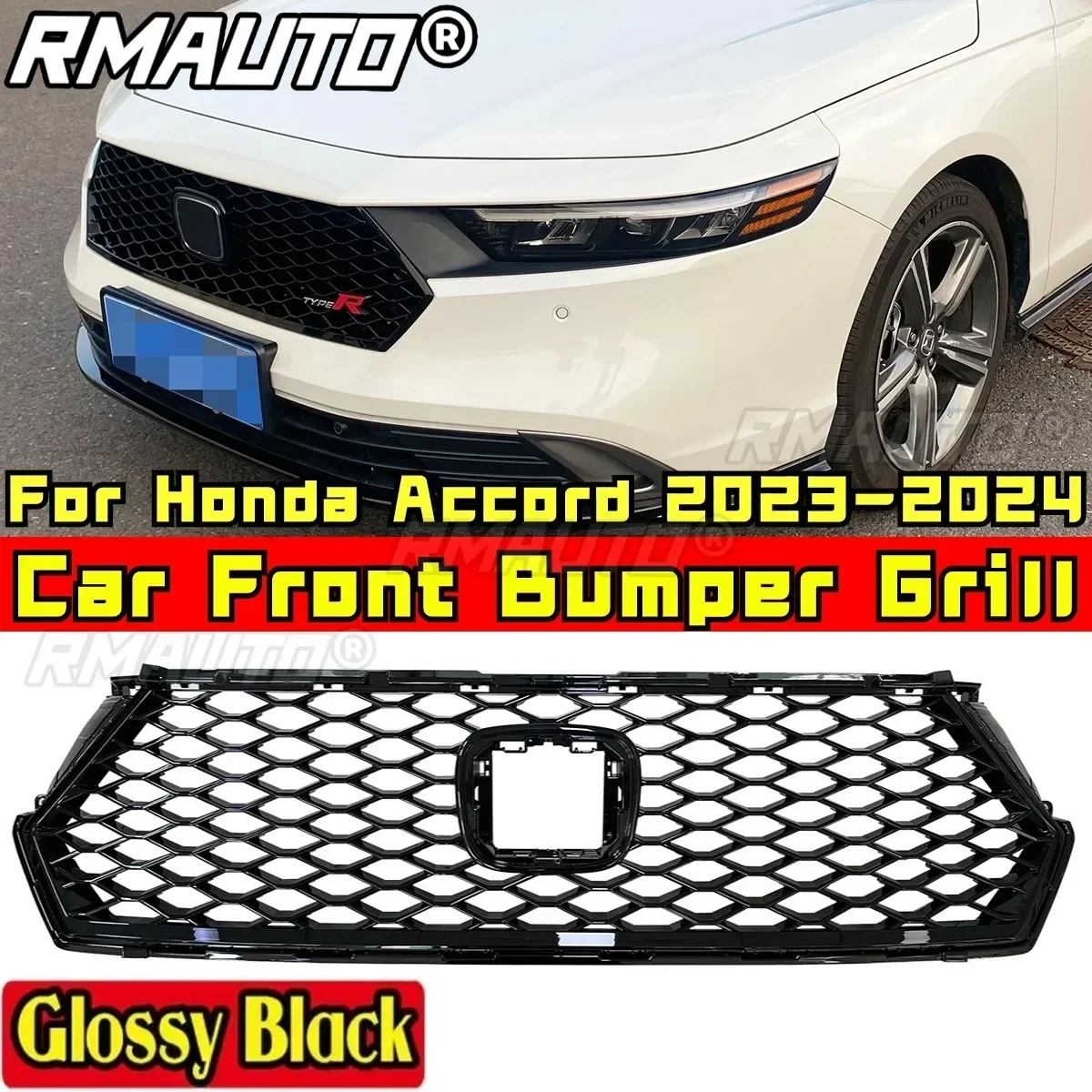 For Honda Accord 2023-2024 Body Kit Front Bumper Grill Glossy Black TYPER Style Front Grill Racing Grills Car Accessories