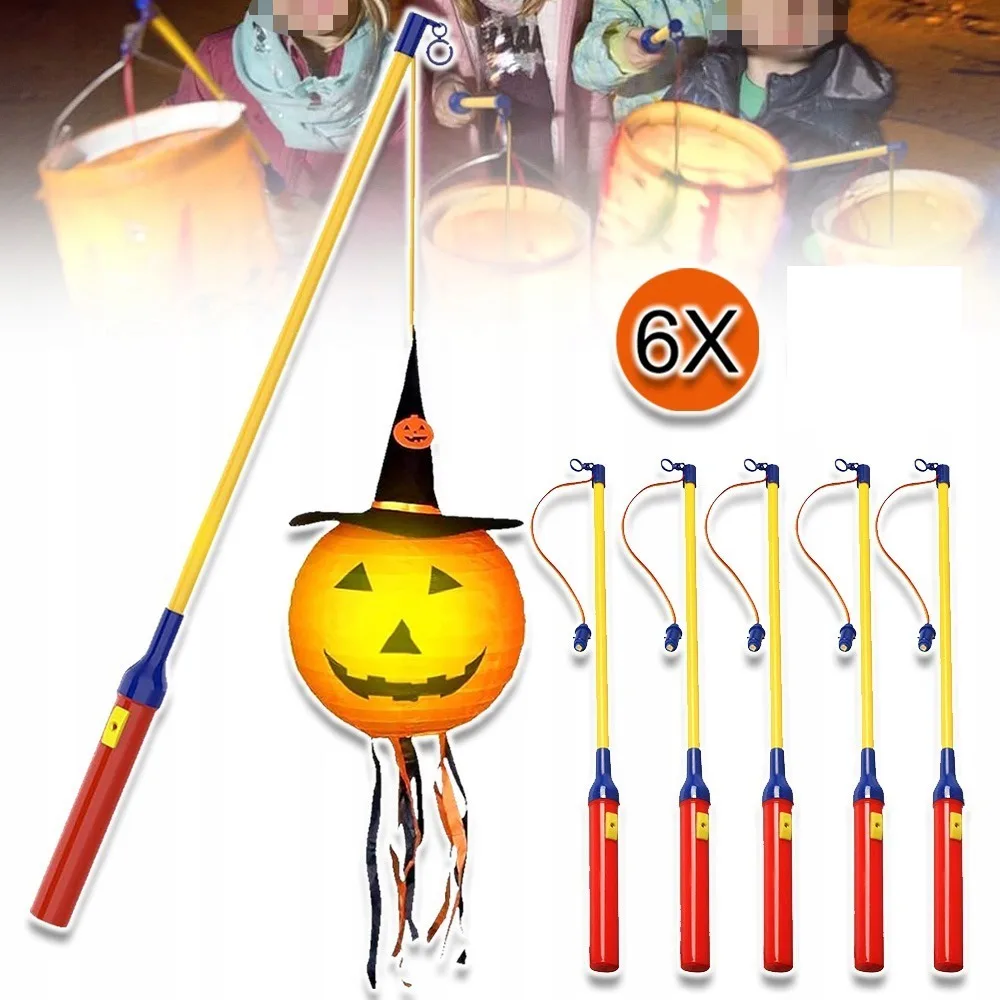 6 bastoncini per lanterne, bastoncini per appendere le lanterne, bacchette per parate di Halloween, ideali per costumi da bambini e feste in maschera.