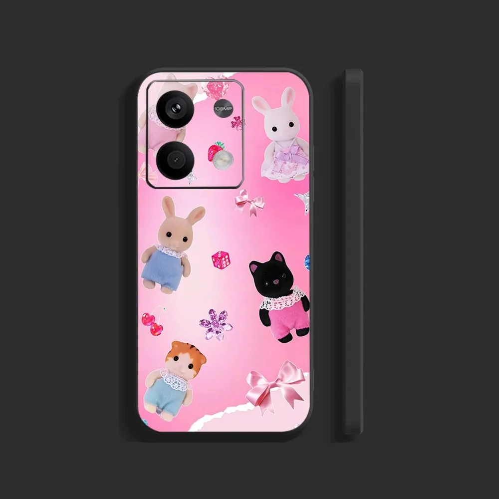 Cute Sylvanian Families Phone Case For Xiaomi 11 Redmi Note 11 5G 8T 9A 9 10T Note8Pro Note9 12SUltra Black Case