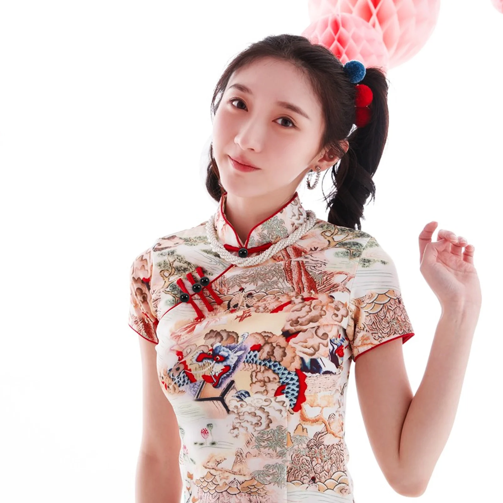 

100Pcs Round Pearl Dome Decorative Buttons Sewing Buttons for Cheongsam Shirt Dress Vintage Embellished Women Clothes Crafts