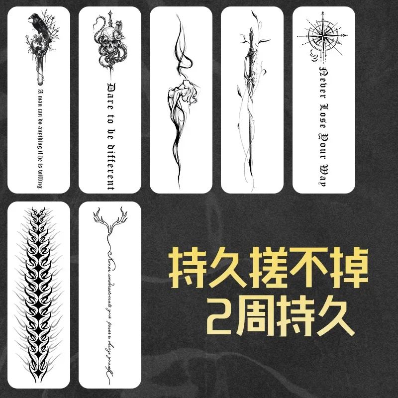 Back Spine Totem Herbal Juice Tattoo Stickers Cool Temporary Fake Tattoos Men Semi-permanent Waterproof  Tatuajes Temporales