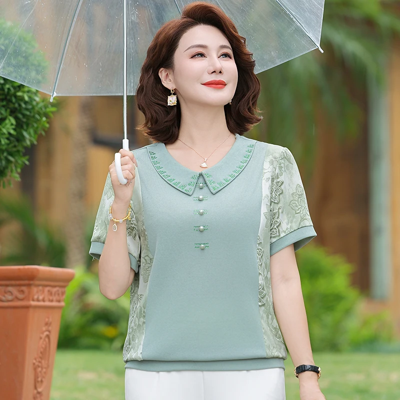 

Женская короткая блузка больших размеров 2025, летняя рубашка в стиле ретро в стиле пэчворк, мягкие и расслабляющие повседневные топы, свободная рубашка с короткими рукавами