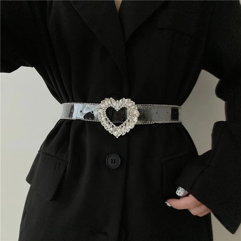 

Elegant Love Crystal Transparent Belt For Women With Skirt Wide Waist Dress Suit Coat Cover Exterior Decoration