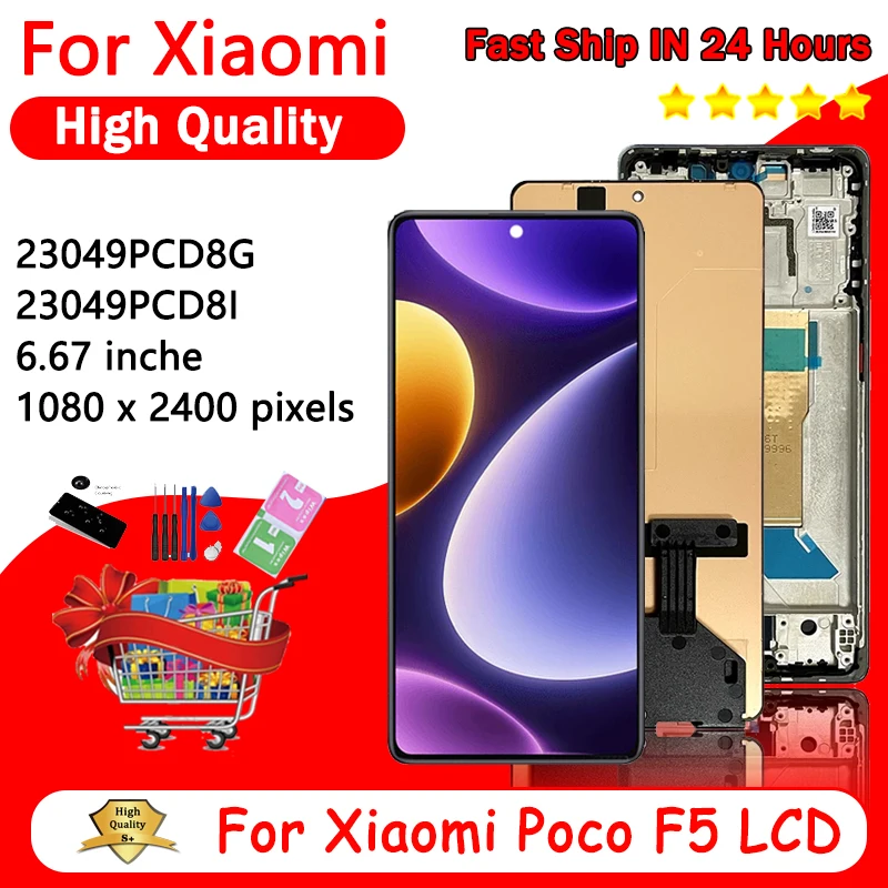 6.67\'\' AMOLED For Xiaomi Poco F5 LCD Display with touch screen Digitizer Assembly For Xiaomi POCOF5 23049PCD8G Display