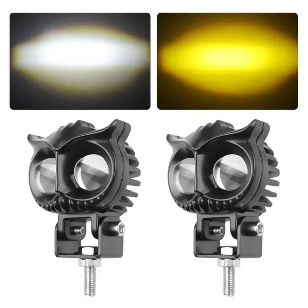 

Owl Electric Spotlight for Motorcycle - Two-Color White and Yellow Light LED Headlights, 20W, 12-36V