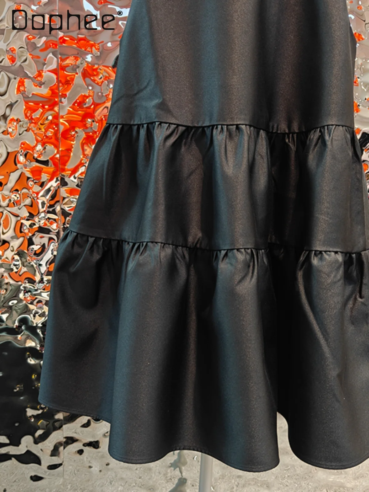 2025 Summer New Celebrity Temperament Retro A-line Sleeveless Dress High-end Classic Style Black Puff Dresses Sweet Mini Dress