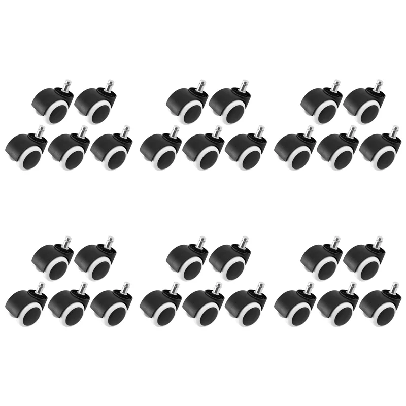 

A98E-50Mm Office Chair Roller Castor Wheels - Set Of 30 - Black&White