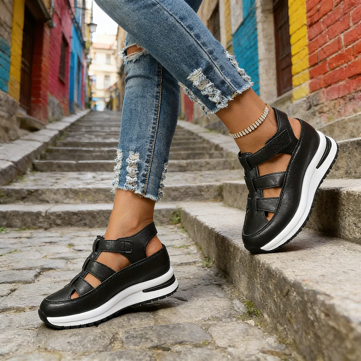 

Summer Women Wedge Sandals Lightweight Platform Gladiator Sandals for Woman Cover Toe Non Slip Beach Sandlias Plus Size