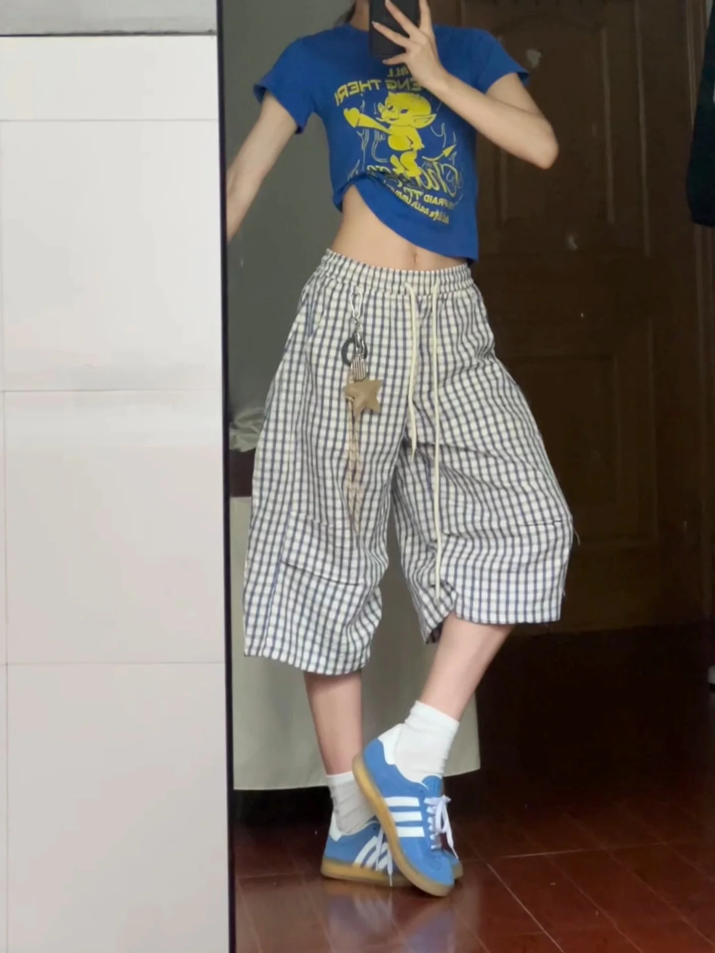 

Повседневные свободные брюки-капри с узором, летние, молодежные, модные, не требующие глажки, прямого кроя