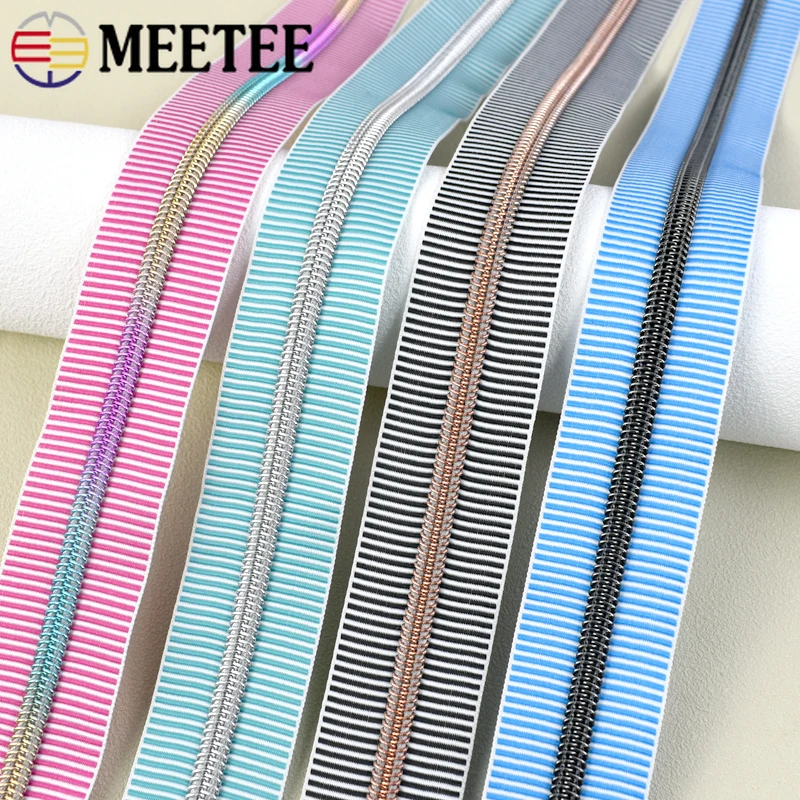 1/2/5/10M 5# Nylon Stripe Zipper Coil Zips for Sewing Bags Garment Jacket Decor Zip Tape By Meter Repair Kit DIY Accessories