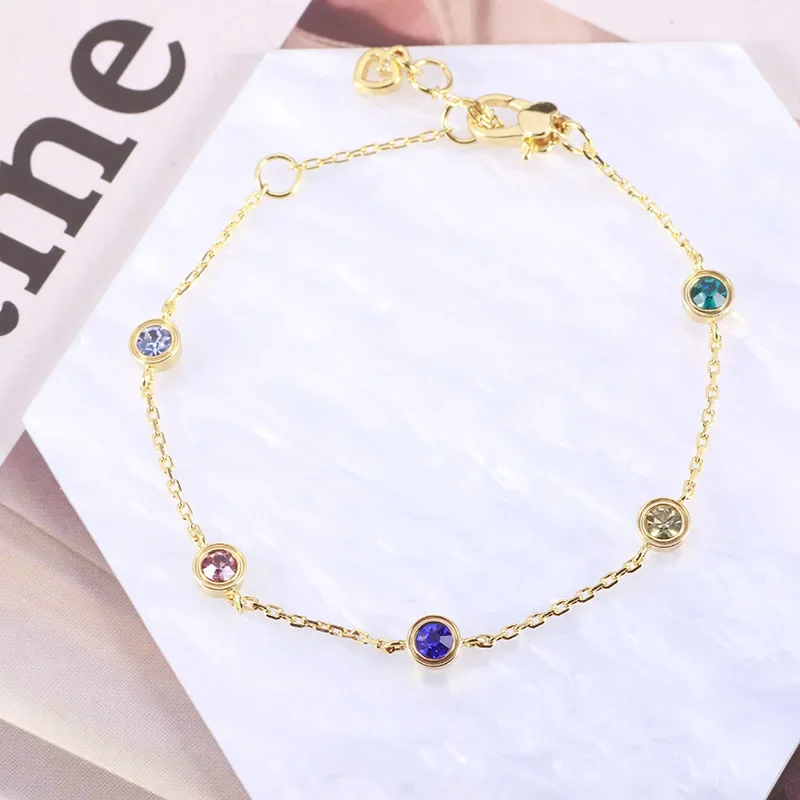 

KS European and American Trends Versatile Fashion Personality Niche Design Round Color Zircon Bracelet Women