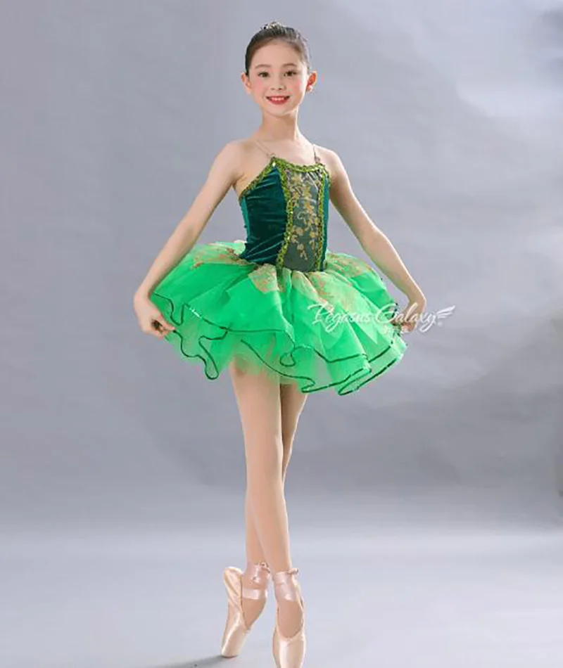 

Girls Ballet Dance Skirt Green School DanceTroupe Ballet TuTu Clothing Children Elegant Professional Ballet Dance Skirt