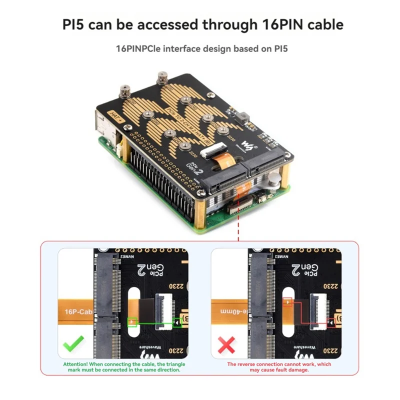 Nieuw-Waveshare Pcie Naar Dual Channel M.2 Adapter Board Module Voor Raspberry Pi 5 5Gbps Module Harde Schijf lezen/Schrijven Sneller Module