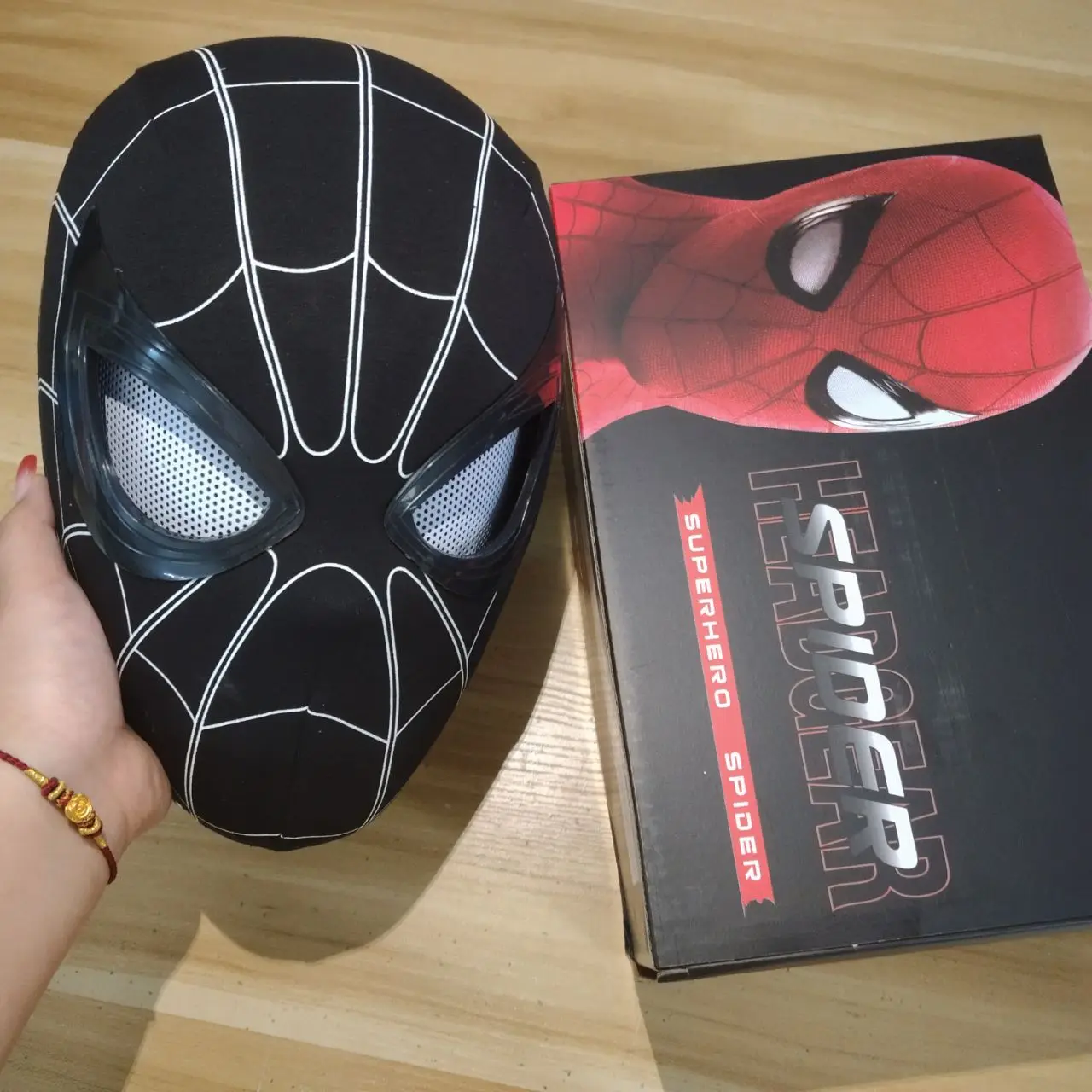 Spiderman Headgear Mask Cosplay Moving Eyes Electronic Mask Spider Man Remote Control Elastic Toys Adults Boy Hallowmas Gift