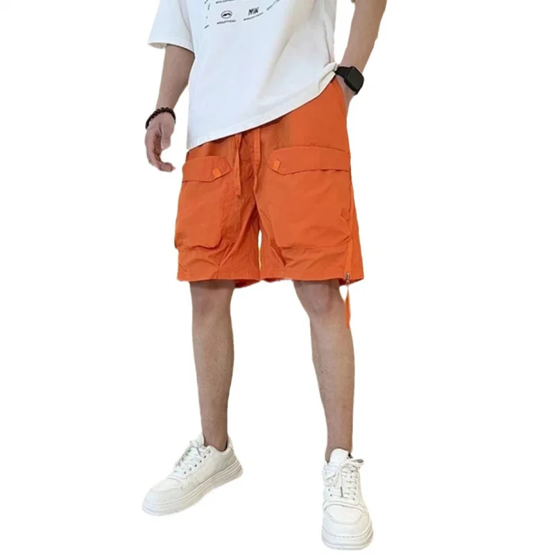 Shorts casuais soltos de verão na moda, shorts de bolso grande, esporte de secagem rápida, calça jovem, moda