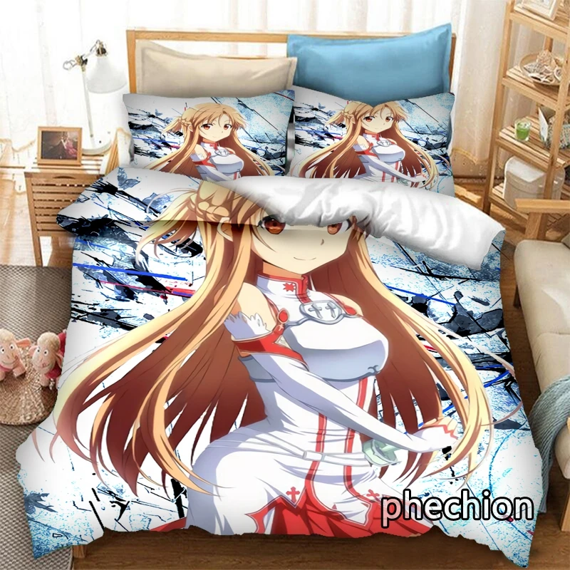 phechion Cartoon Yuuki Asuna 3D Print Bedding Set Duvet Covers Pillowcases One Piece Comforter Bedding Sets Bedclothes Bed K311