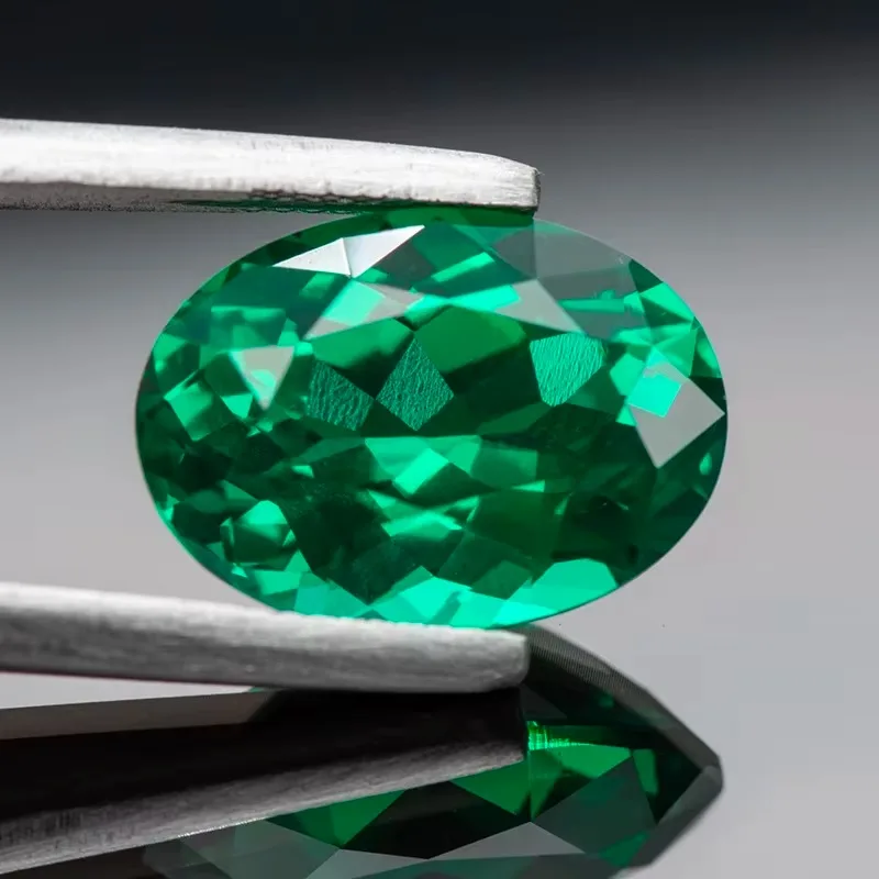 Selectable Certificate Top Lab Grown Stone Oval Cut Columbia Emerald Gemstone for DIY Advanced Jewelry Making Materials