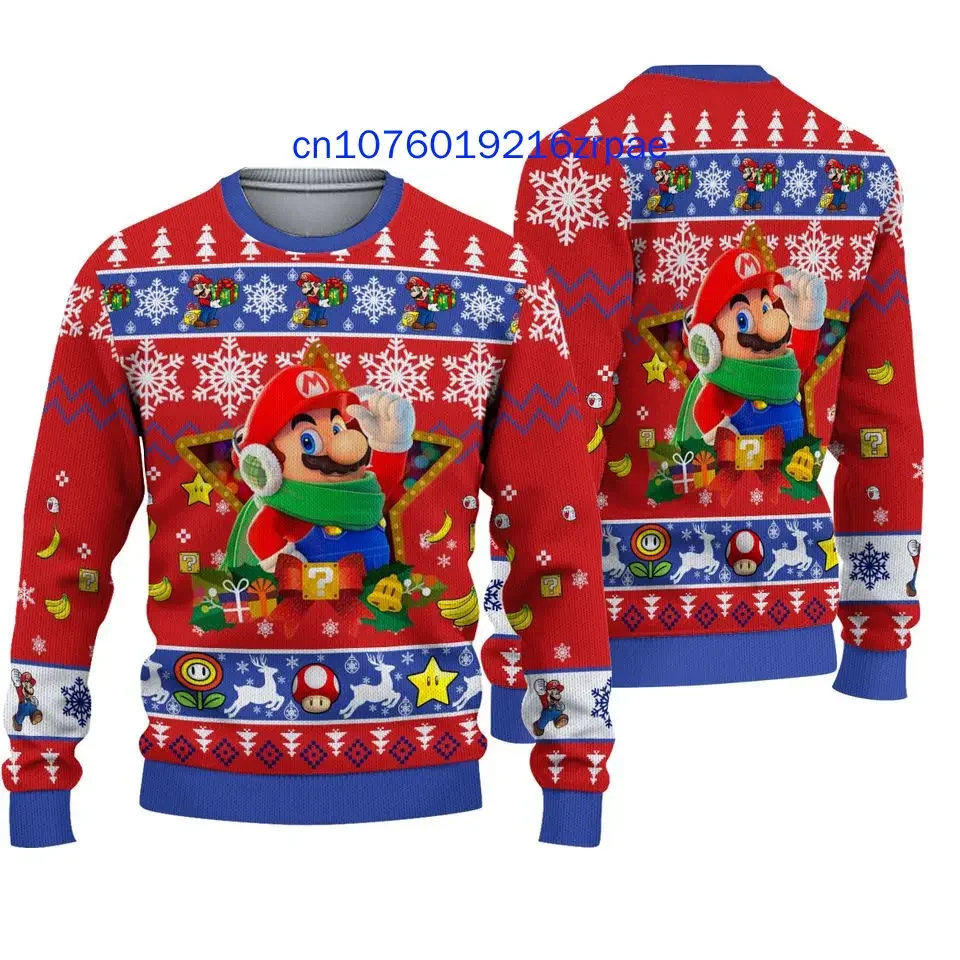 Mario Christmas Sweater Men's Women's 3d Print Ugly Sweater Disney Belle Princess Ugly Christmas Sweater Tops