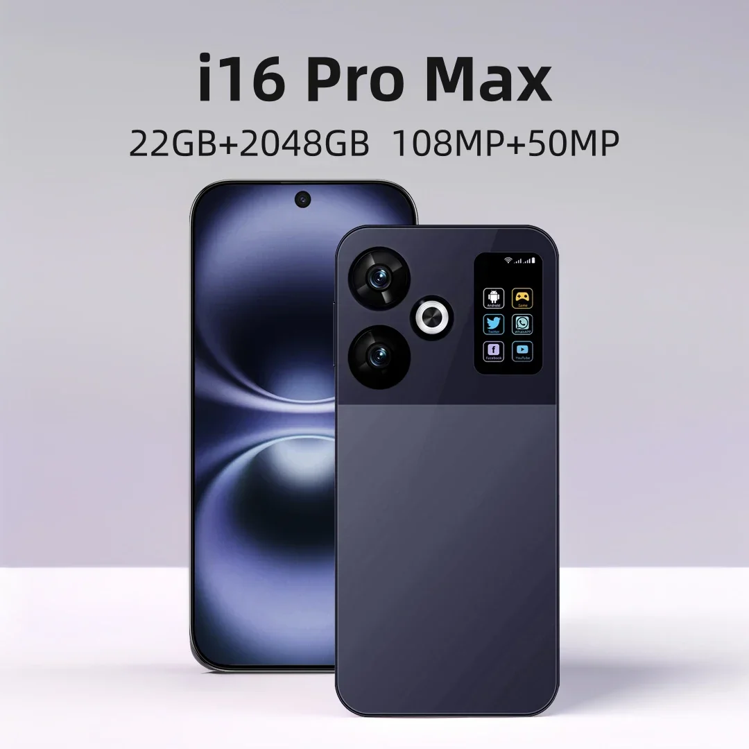 

Original i16 Pro Max Smartphones 7.3-inch HD 22GB+2048GB 108MP+50MP 8000mAh large battery Android 14 Snapdragon 8 Gen3 Dual SIM