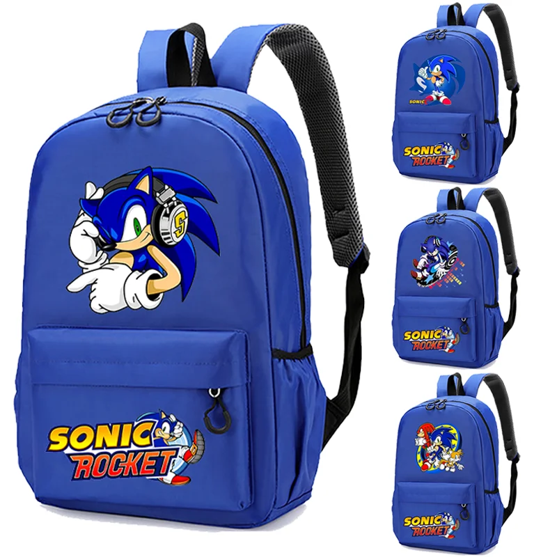 Sonics School Bag Anime Cartoon Primary School Bookbag Large-capacity High-quality Burden Reduction Backpack Laptop Bag Kid Gift