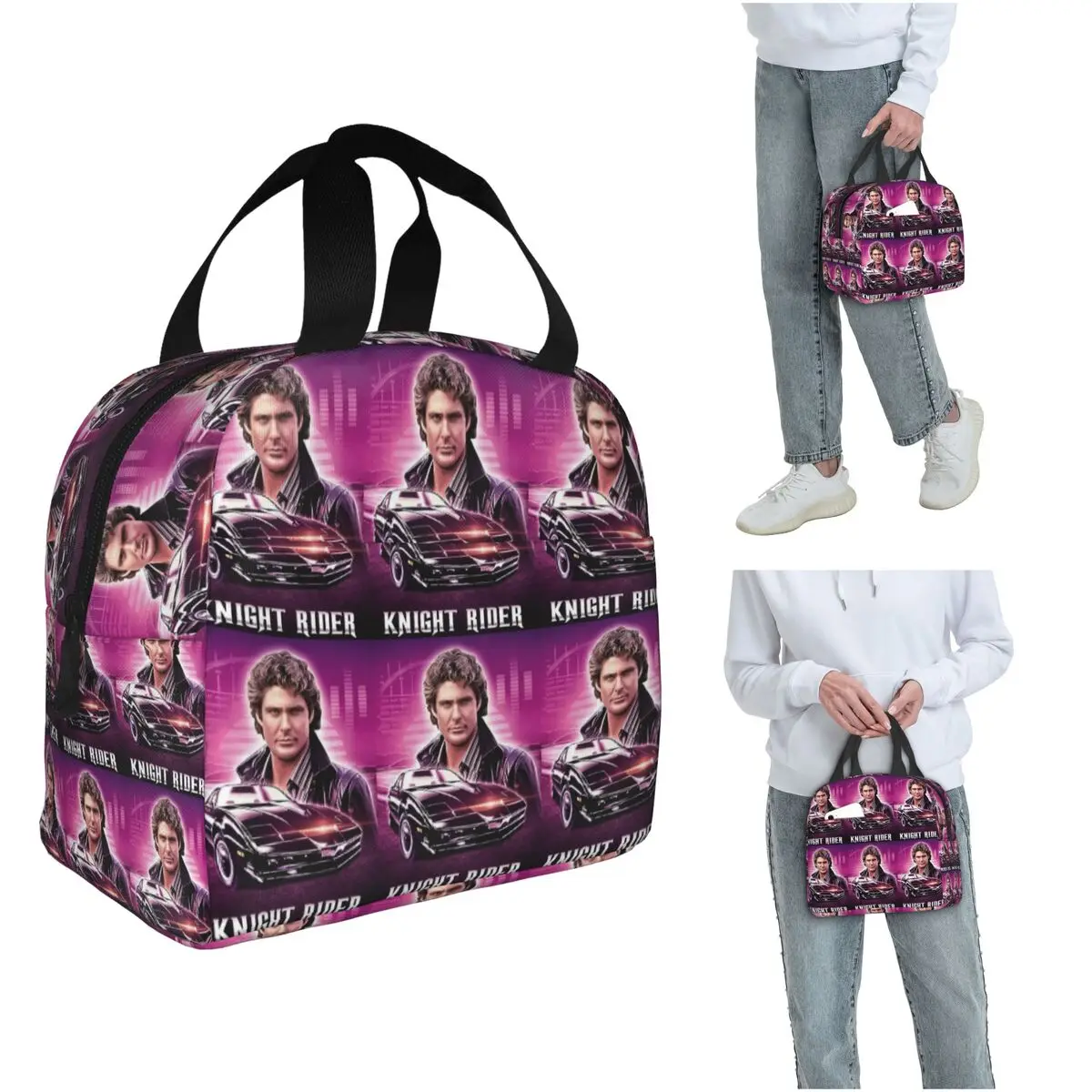 Isolierte Lunchtasche „Knight Rider Action Tv Series“ für Damen und Kinder, tragbare Lebensmittelboxen, Thermo-Lunchbox-Tragetasche