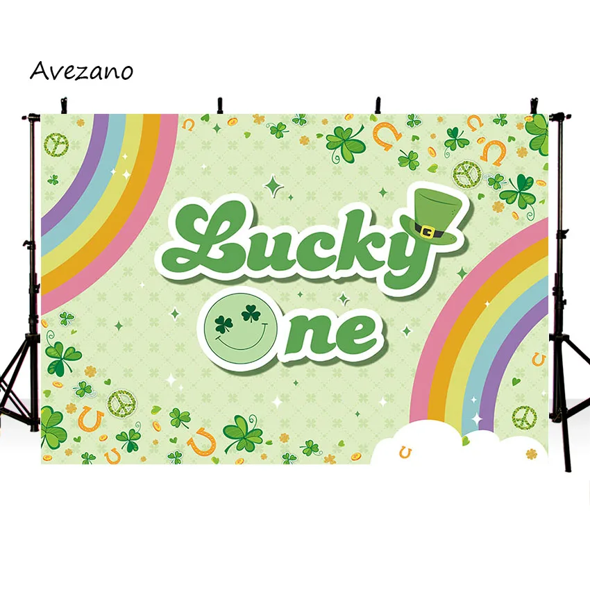 Mehofond St Patricks Day Backdrop Green Clover Lucky One Baby Shower Kid Birthday Decoration Photography Background Photo Studio